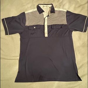 Vintage 1980’s Oleg Cassini Navy Blue Men’s Collared Polo Shirt Size Medium NEW